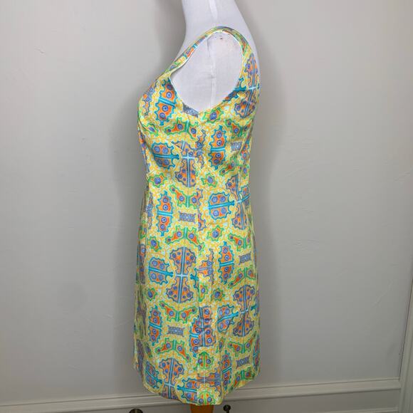 Kaeli Smith Sheath Dress  Sz 2 Yellow Medallion - Picture 3 of 8